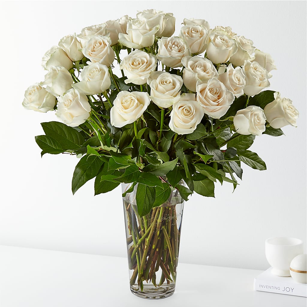 Long Stem White Rose Bouquet – Militaryflorist.com, Tontitown AR