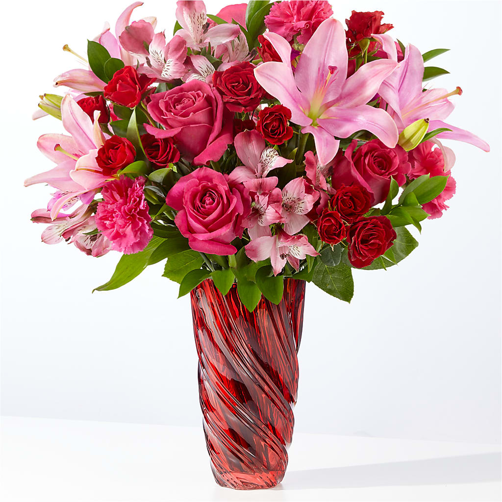 In Love Bouquet with Luxe Swirl Vase – Militaryflorist.com, Tontitown AR