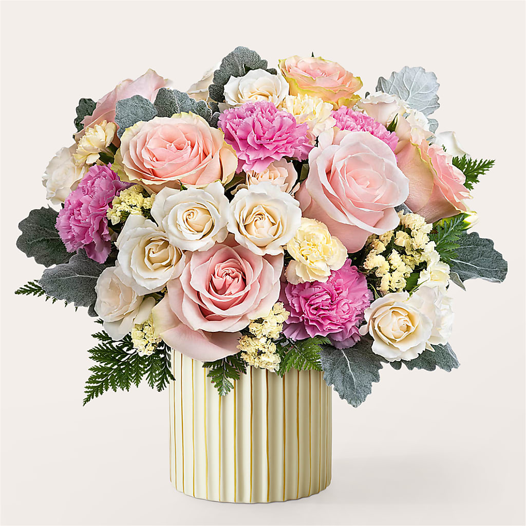 Blissful Moments Bouquet with Ivory Vase – Militaryflorist.com, Tontitown AR