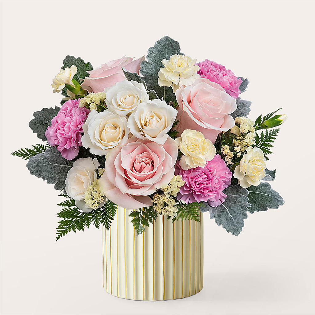 Blissful Moments Bouquet with Ivory Vase – Militaryflorist.com, Tontitown AR