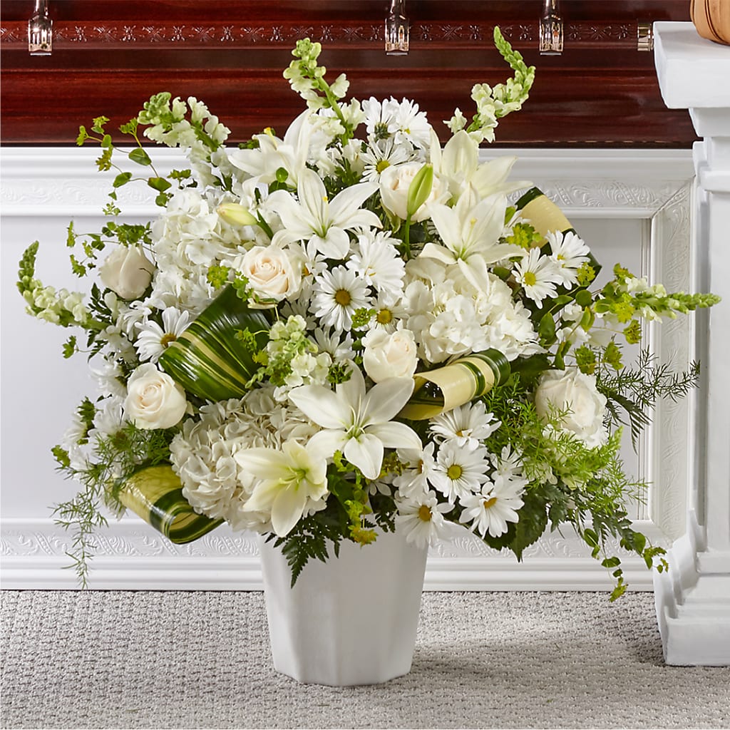 Thoughts of Tranquility Floor Basket – Militaryflorist.com, Tontitown AR