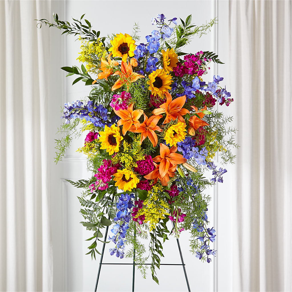 Sunlit Memories Standing Spray (Standard) – Militaryflorist.com, Tontitown AR