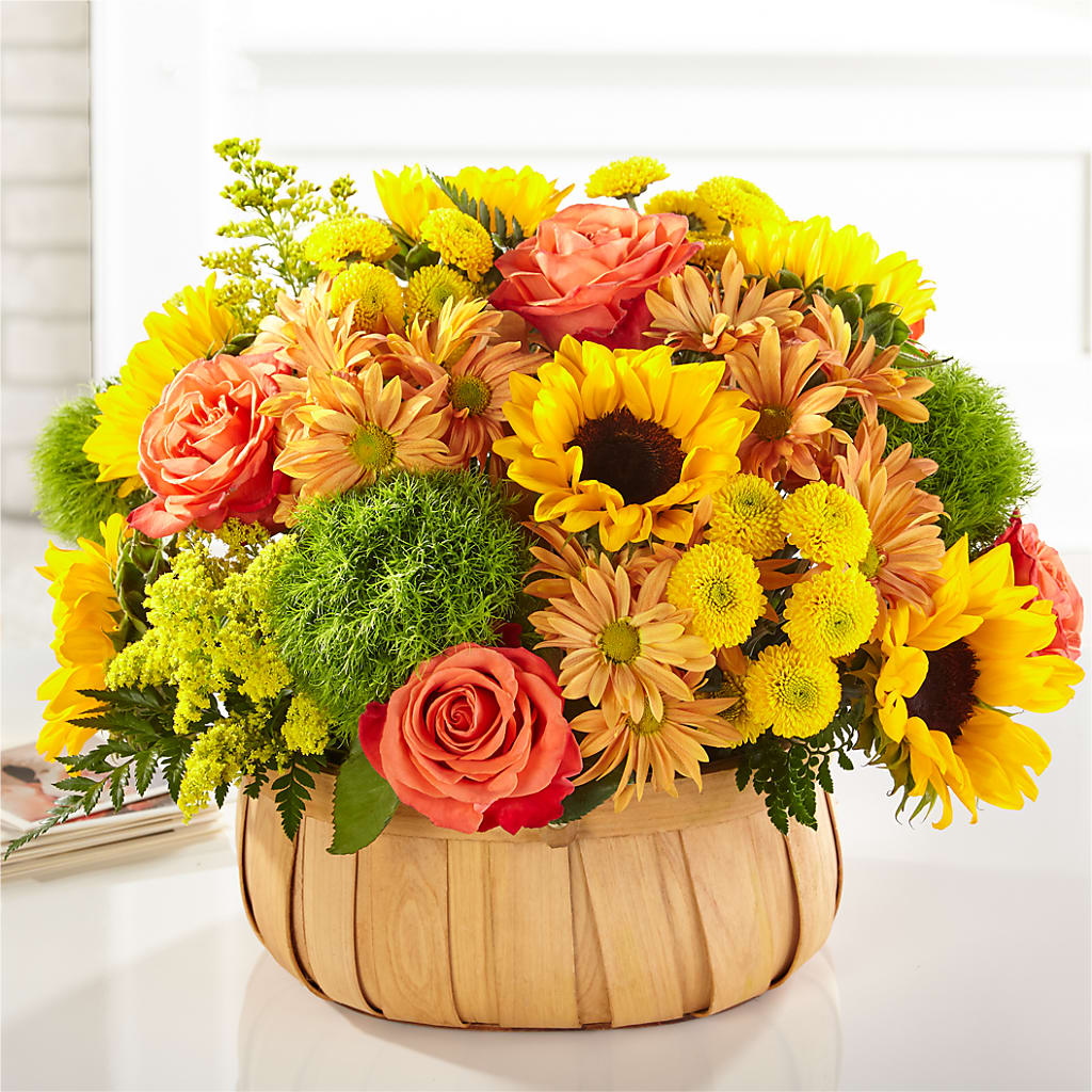Harvest Sunflower Basket – Militaryflorist.com, Tontitown AR