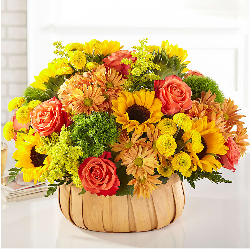 Harvest Sunflower Basket – Militaryflorist.com, Tontitown AR