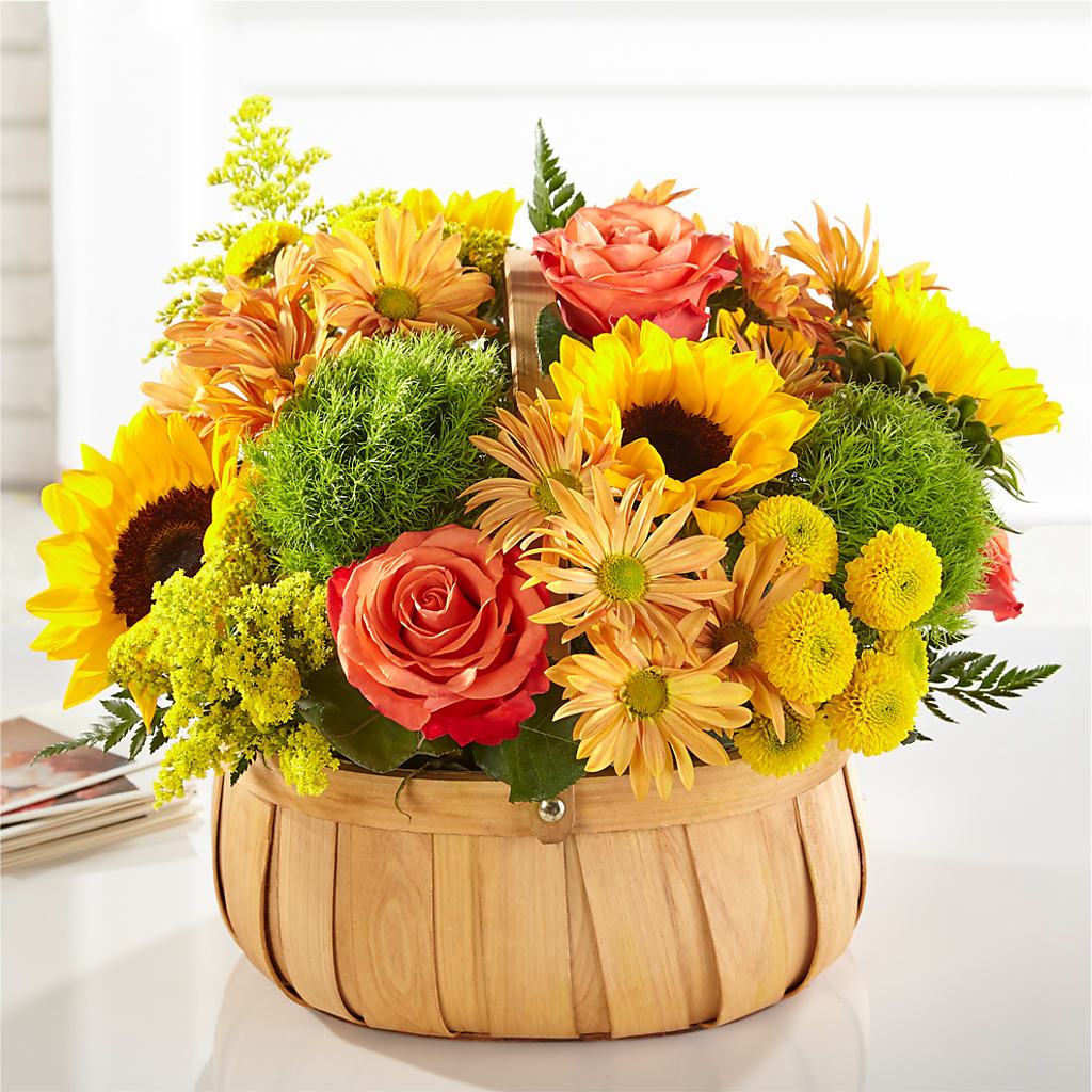 Harvest Sunflower Basket – Militaryflorist.com, Tontitown AR