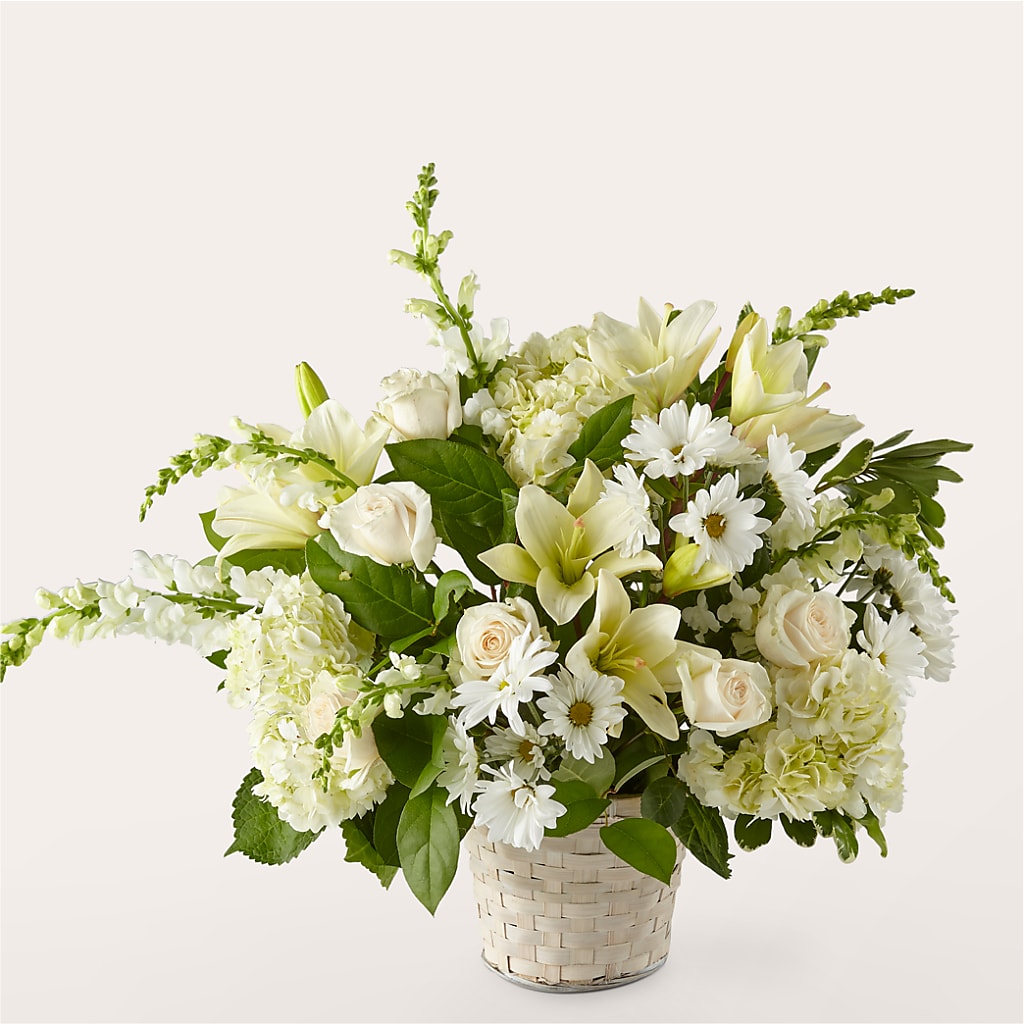 Ivory Elegance Floral Basket – Militaryflorist.com, Tontitown AR