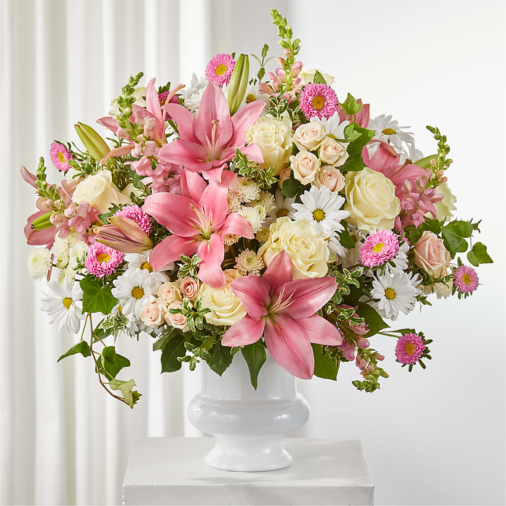 Empathetic Blooms Urn Arrangement – Militaryflorist.com, Tontitown AR