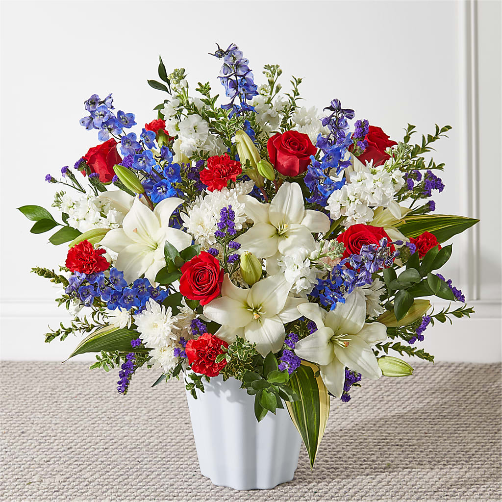Consoled Floor Basket – Militaryflorist.com, Tontitown AR
