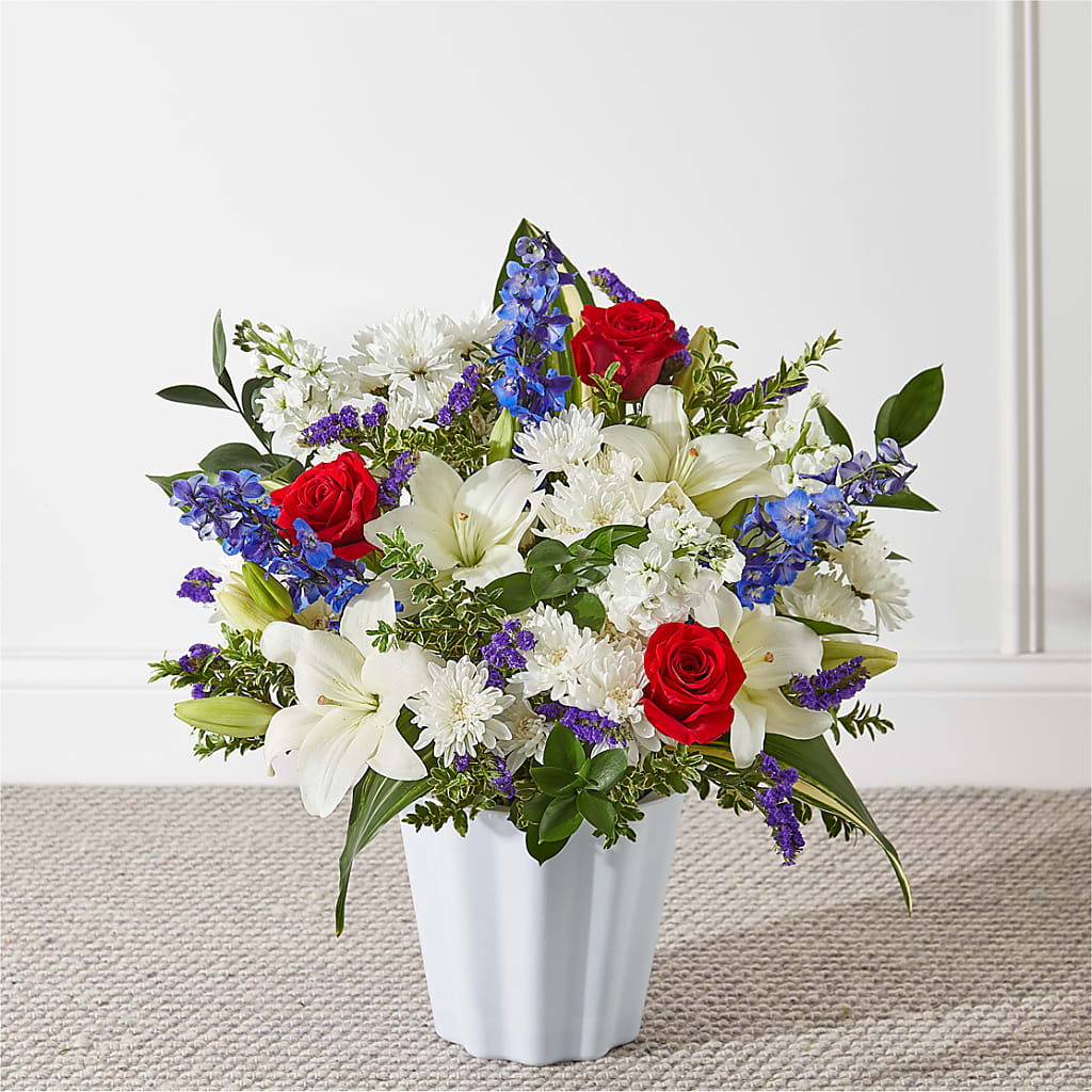 Consoled Floor Basket – Militaryflorist.com, Tontitown AR