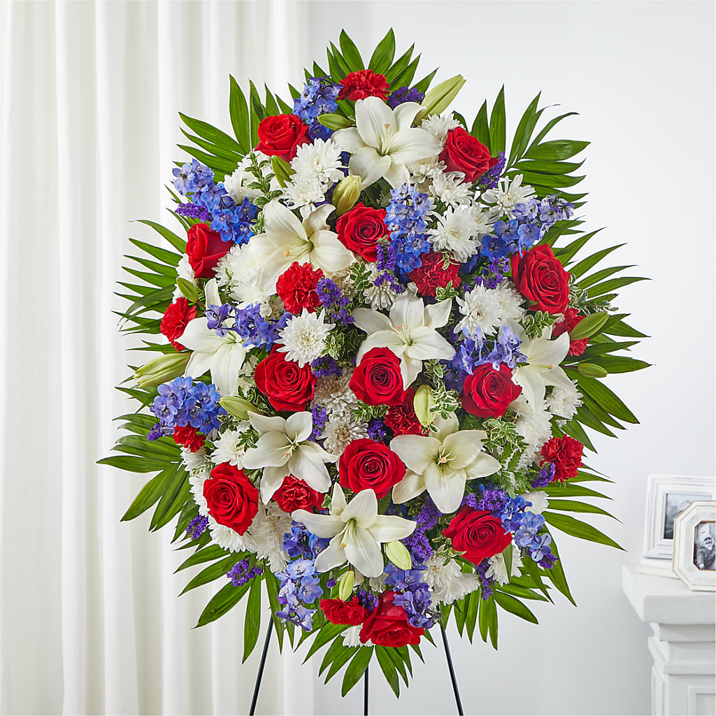 Cherished Service Standing Spray – Militaryflorist.com, Tontitown AR