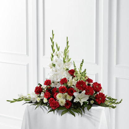 Crimson & White Arrangement –  Militaryflorist.com, Tontitown AR