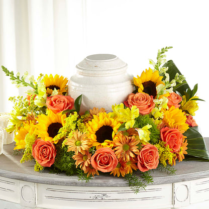 Faithful Sunflower Cremation Adornment –  Militaryflorist.com, Tontitown AR