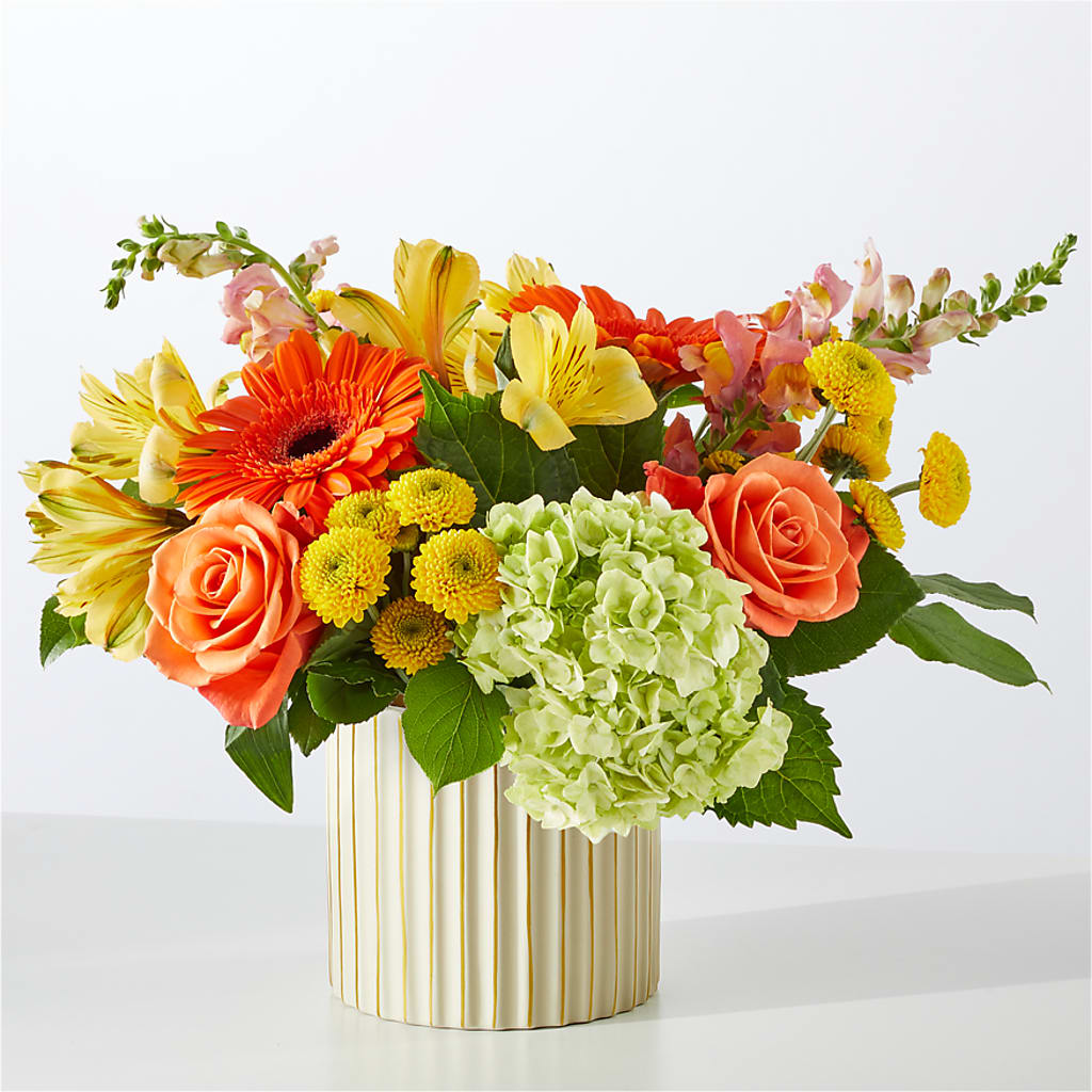 Autumn Sunshine Bouquet with Ivory Vase –  Militaryflorist.com, Tontitown AR