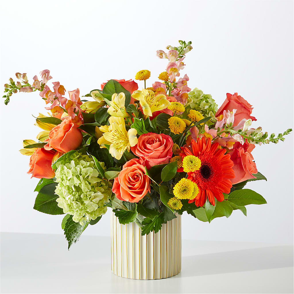 Autumn Sunshine Bouquet with Ivory Vase –  Militaryflorist.com, Tontitown AR