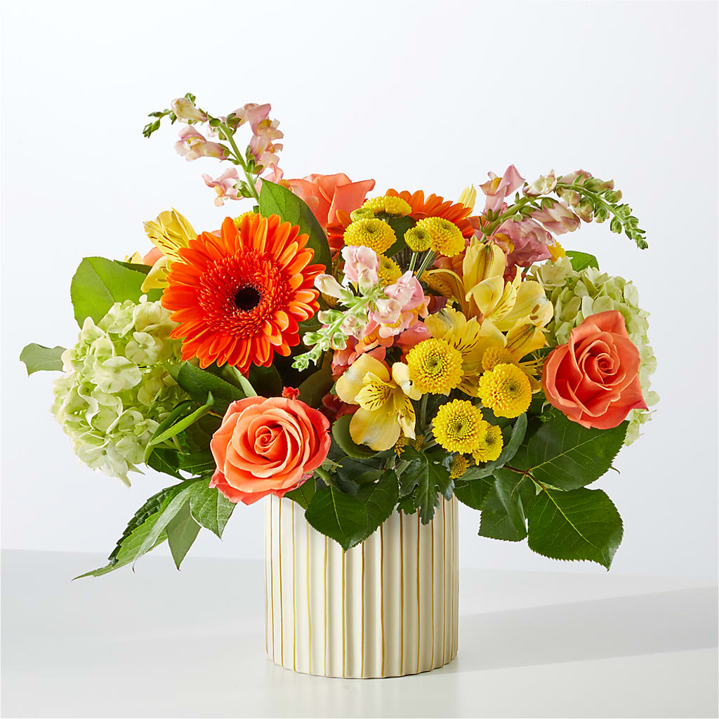 Autumn Sunshine Bouquet with Ivory Vase –  Militaryflorist.com, Tontitown AR