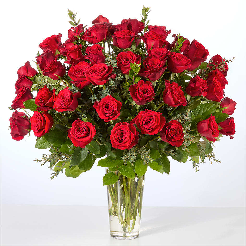 Forever Yours Fifty Stem Red Rose Bouquet –  Militaryflorist.com, Tontitown AR